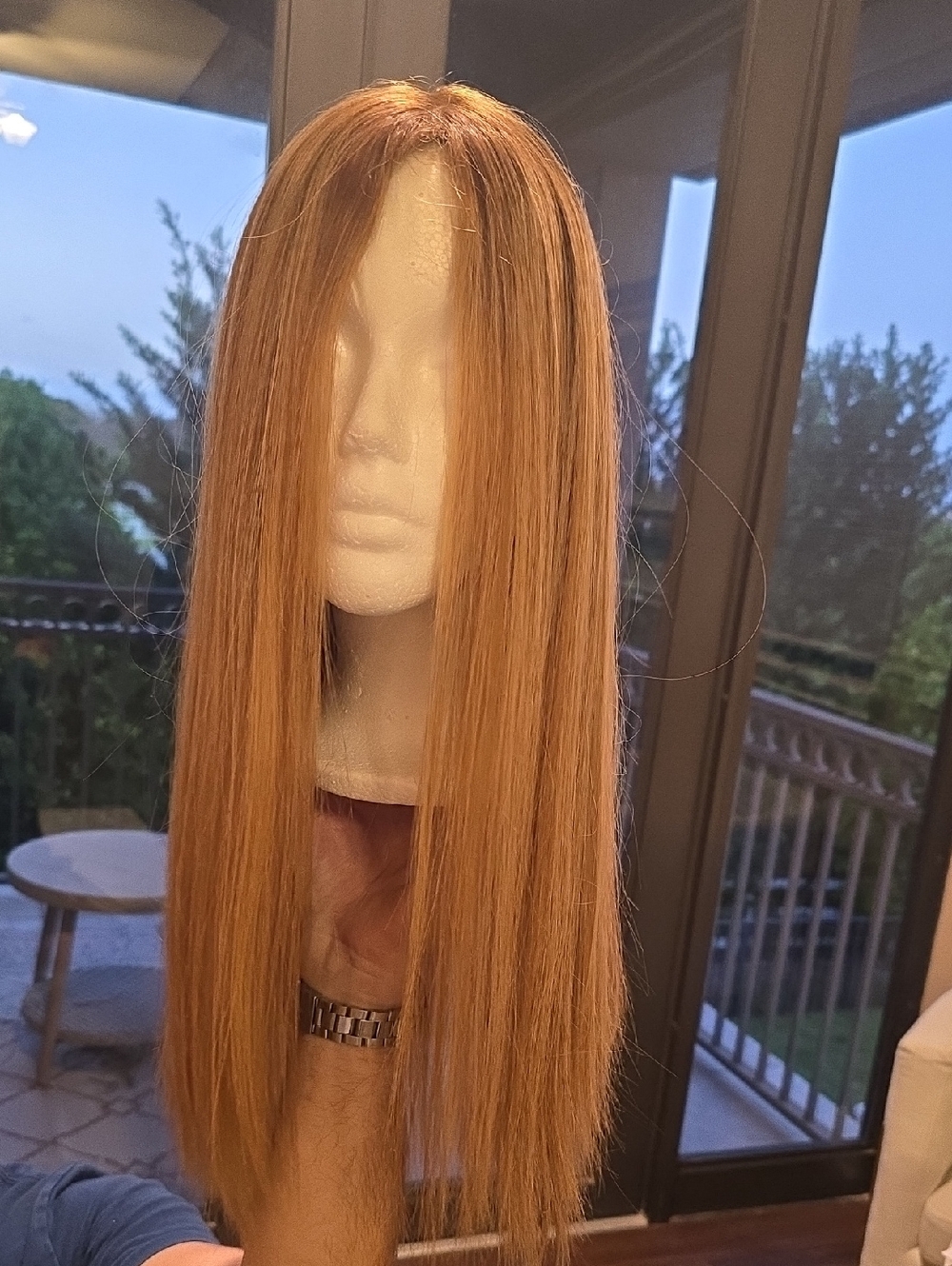 “22” Human Hair Silk Top Wig Blonde Long Layered Kosher Wig
